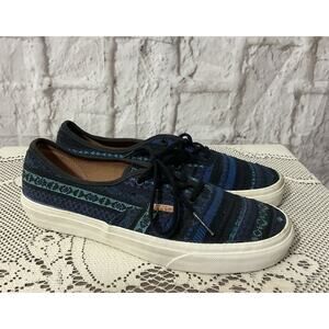 New Vans M6  W7.5 Authentic Classic Sneakers Unisex Canvas Shoes Blue Stripe